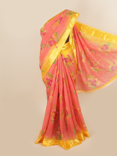 

Pothys Pink & Yellow Floral Saree