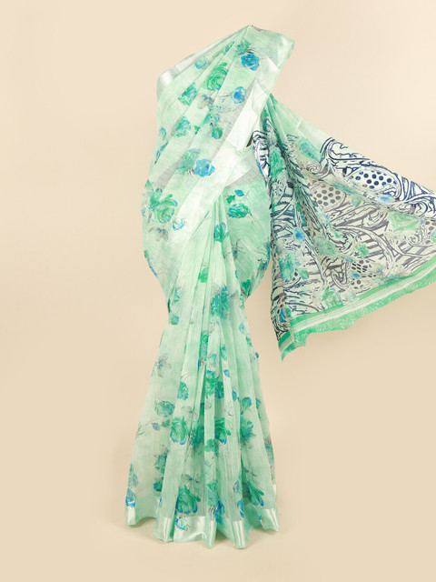 

Pothys Sea Green & Blue Floral Saree