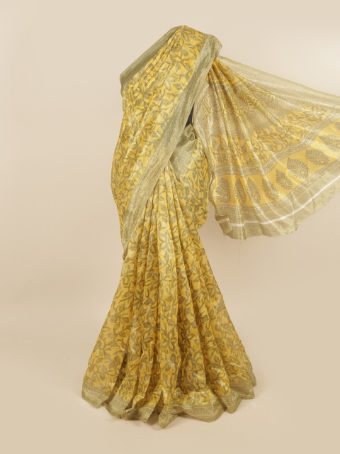 

Pothys Yellow & Brown Floral Saree