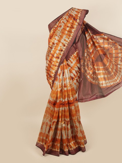 

Pothys Cream-Coloured & Orange Tie and Dye Saree