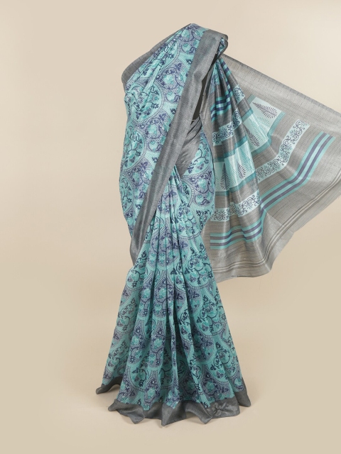 

Pothys Blue & Grey Paisley Saree