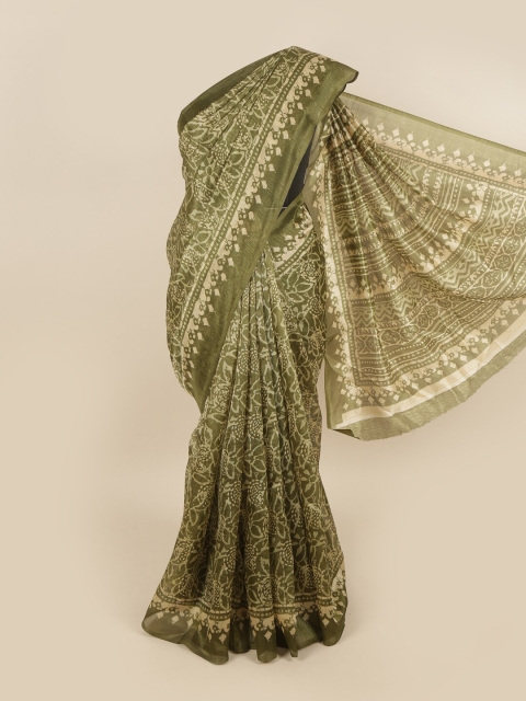 

Pothys Green & Cream-Coloured Floral Saree