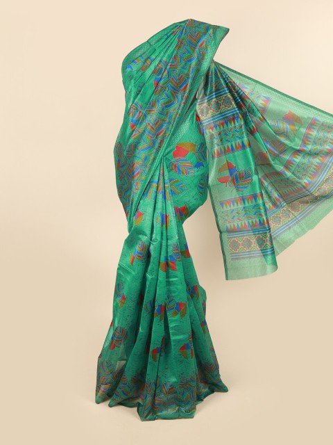 

Pothys Green & Brown Floral Saree