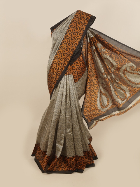

Pothys Grey & Brown Ethnic Motifs Saree