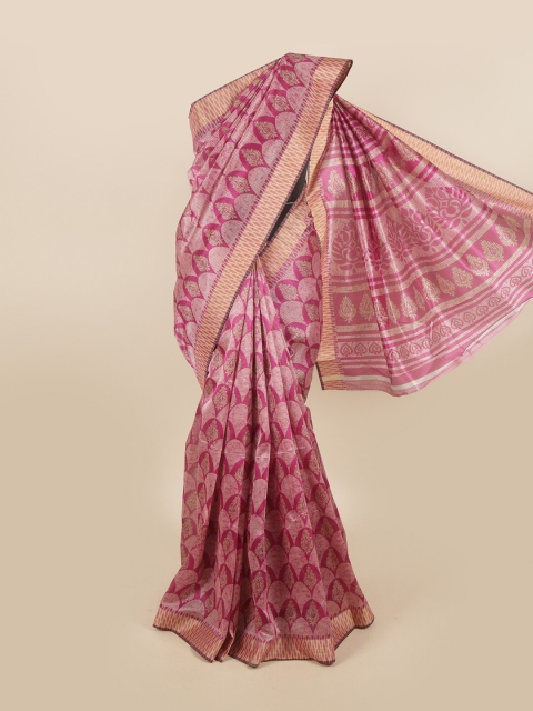 

Pothys Pink & Beige Floral Saree