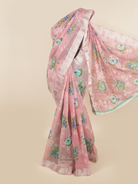 

Pothys Pink & Green Floral Saree