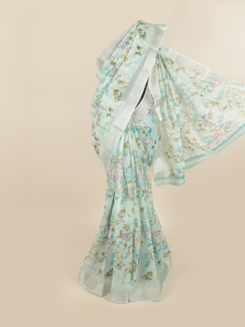 

Pothys Blue & Violet Floral Zari Saree