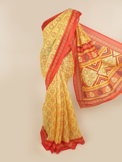 

Pothys Yellow & Red Floral Saree