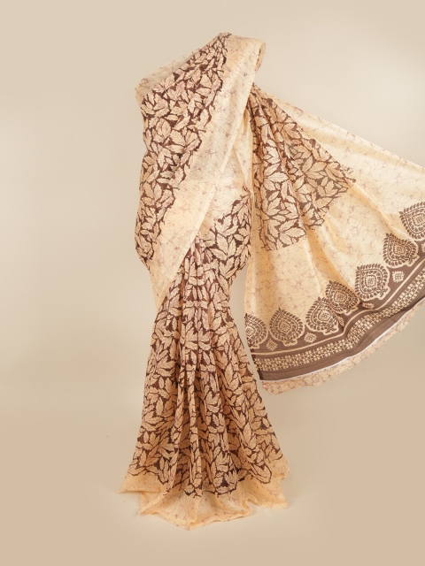 

Pothys Beige & Brown Floral Saree