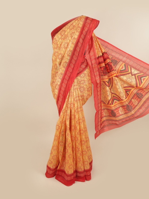 

Pothys Orange & Red Floral Saree