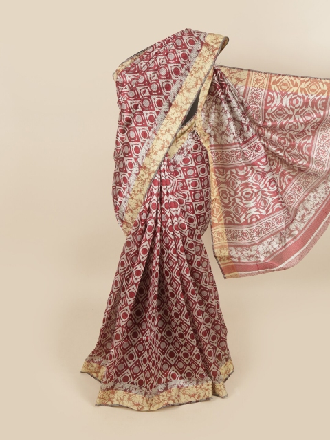 

Pothys Maroon & Off White Printed Saree