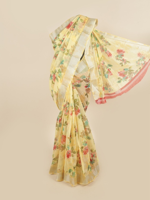

Pothys Yellow & Green Floral Saree