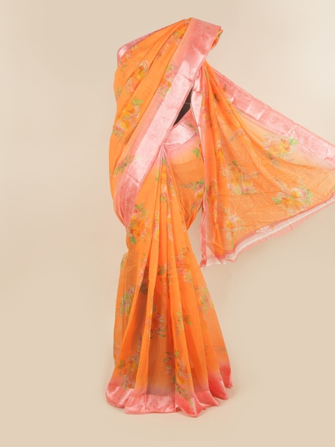

Pothys Orange & Green Floral Saree