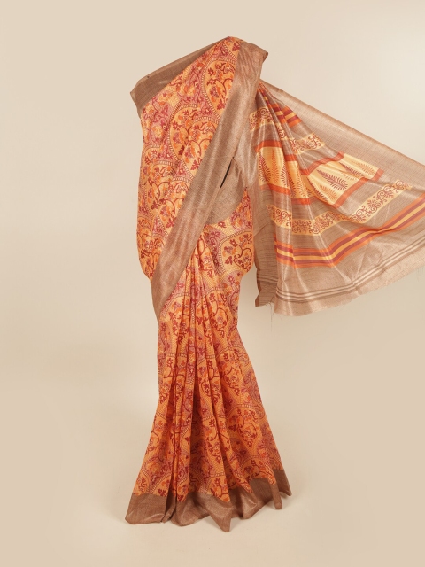 

Pothys Orange & Tan Floral Saree