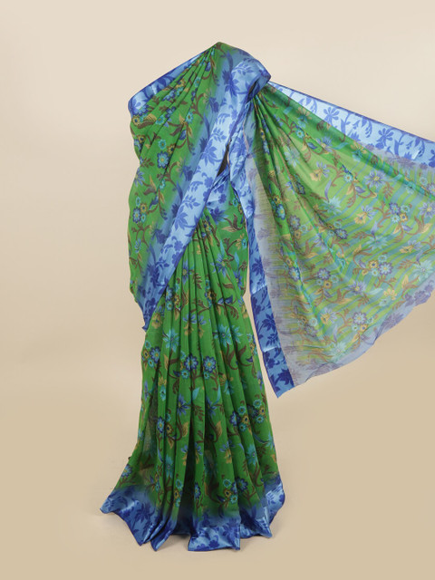 

Pothys Green & Blue Floral Saree