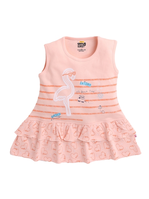 

AMUL Kandyfloss Infant Girls Orange Printed Pure Cotton Dress