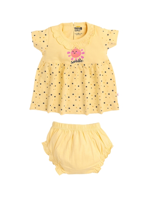 

AMUL Kandyfloss Girls Yellow Printed Dress