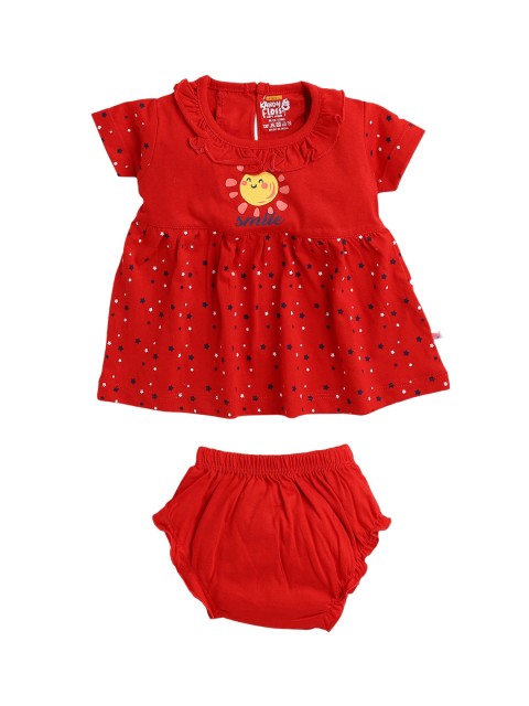 

AMUL Kandyfloss Girls Printed Red Dress