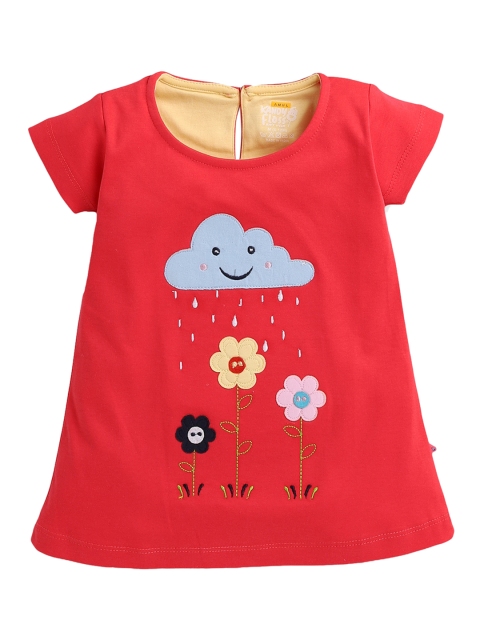 

AMUL Kandyfloss Girls Red A-Line Applique Dress