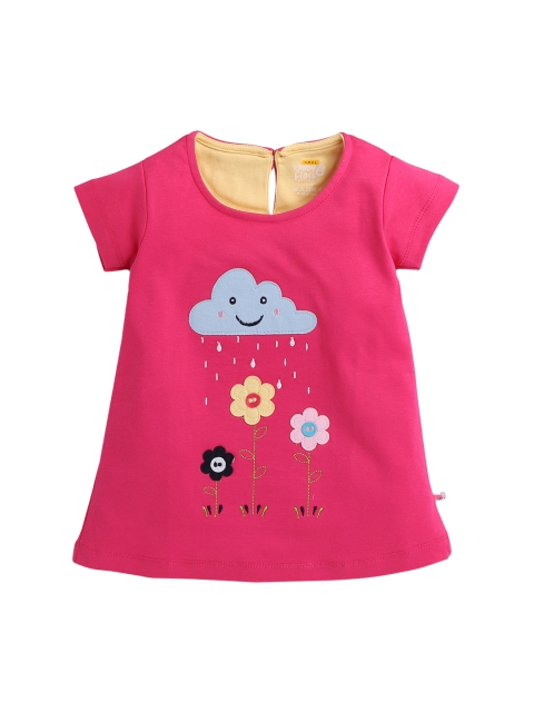

AMUL Kandyfloss Girls Pink Applique A-Line Dress