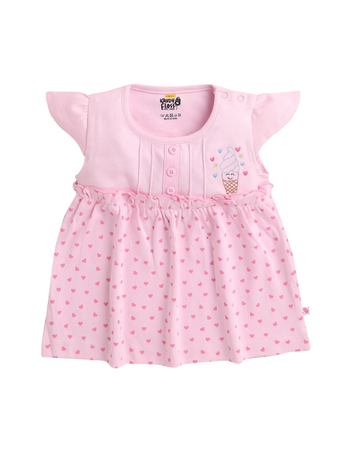 

AMUL Kandyfloss Infant Girls Pink A-Line Printed Pure Cotton Dress
