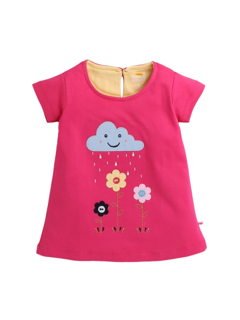 

AMUL Kandyfloss Girls Pink Applique A-Line Dress