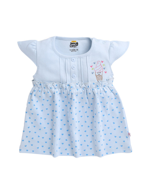 

AMUL Kandyfloss Infant Girls Blue Printed Pure Cotton A-Line Dress