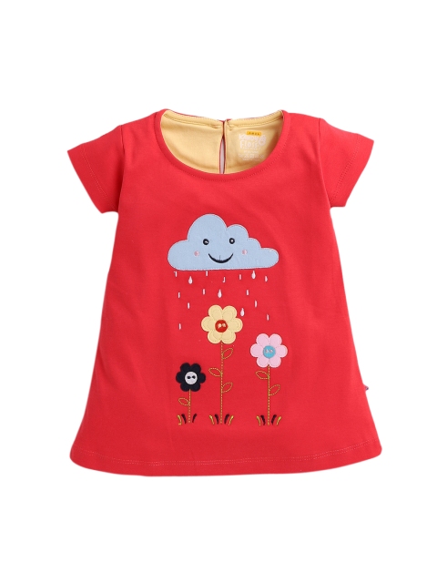 

AMUL Kandyfloss Girls Red Applique A-Line Dress