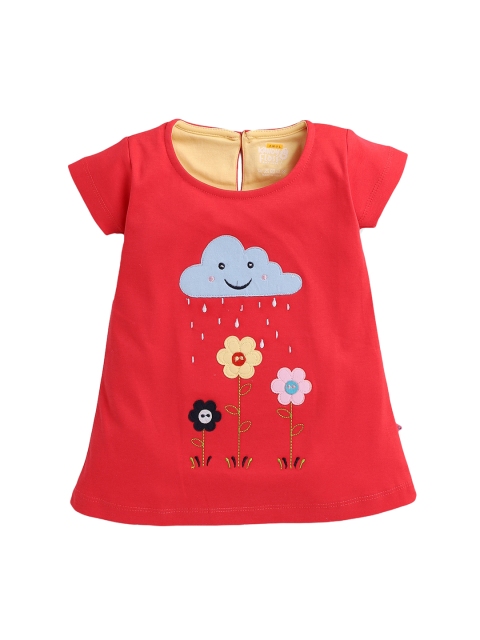 

AMUL Kandyfloss Girls Red Applique A-Line Dress