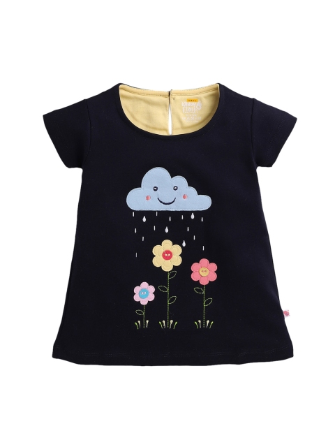 

AMUL Kandyfloss Girls Navy Blue Applique A-Line Dress