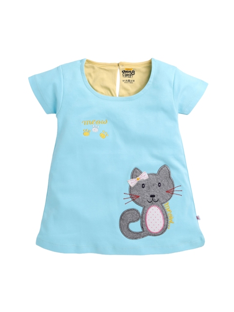 

AMUL Kandyfloss Girls Blue Applique A-Line Dress