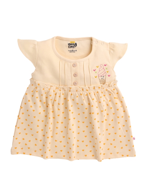 

AMUL Kandyfloss Infant Girls Yellow & Orange Printed Pure Cotton A-Line Dress