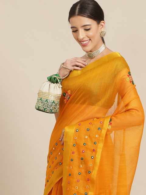 

Anouk Mustard Ethnic Motifs Silk Blend Kota Saree