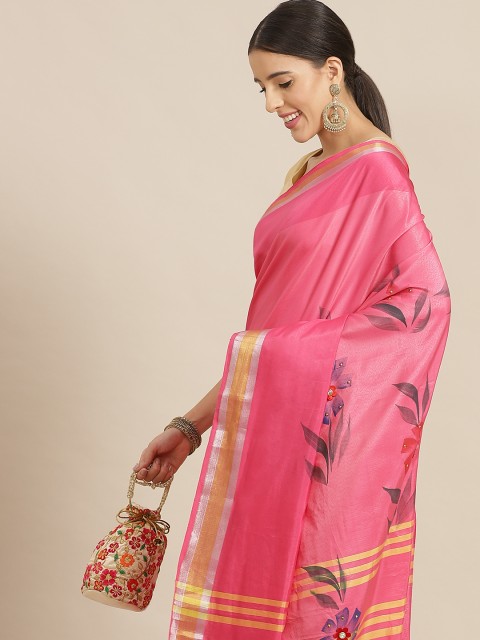 

Anouk Pink Floral Ready to Wear Bhagalpuri Saree