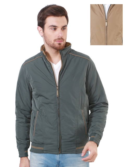 

Allen Solly Olive Green & Beige Reversible Bomber Jacket