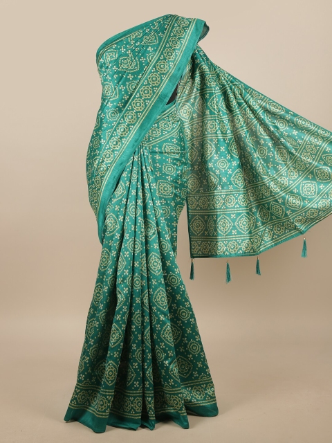 

Pothys Green & Yellow Bandhani Saree
