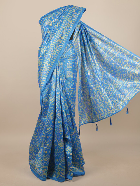 

Pothys Blue Bandhani Printed Saree