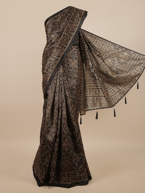 

Pothys Black & Cream-Coloured Bandhani Printed Saree