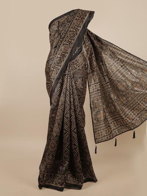 

Pothys Black & Beige Bandhani Printed Saree