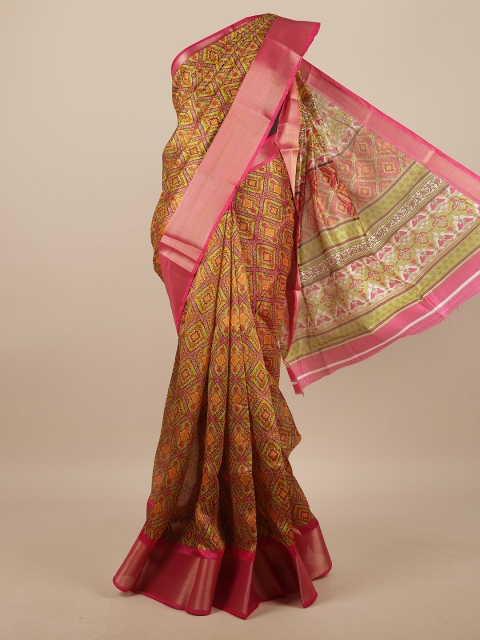 

Pothys Pink & Orange Printed Zari Saree