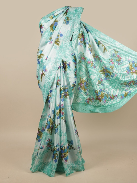 

Pothys Green & Blue Floral Printed Saree