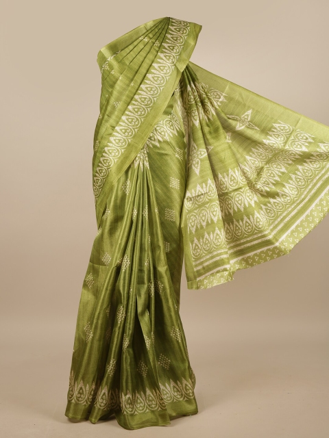 

Pothys Green & Off White Ethnic Motifs Printed Saree