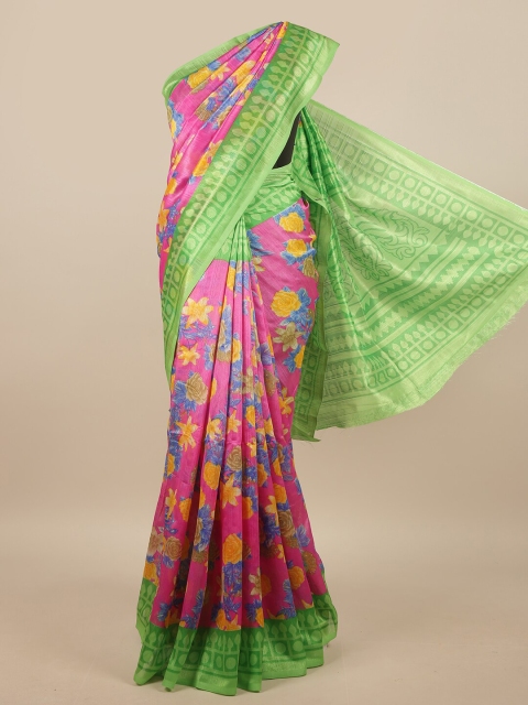 

Pothys Pink & Green Floral Printed Saree