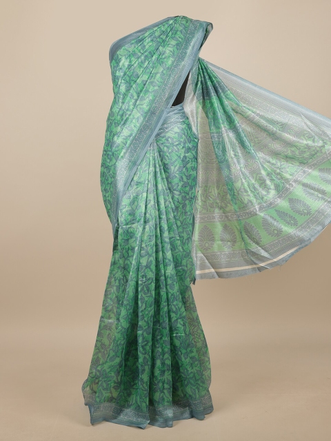 

Pothys Green & Grey Floral Printed Saree