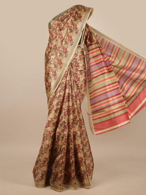 

Pothys Maroon & Beige Floral Printed Saree
