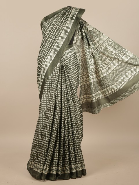 

Pothys Green & Beige Ethnic Motifs Printed Saree