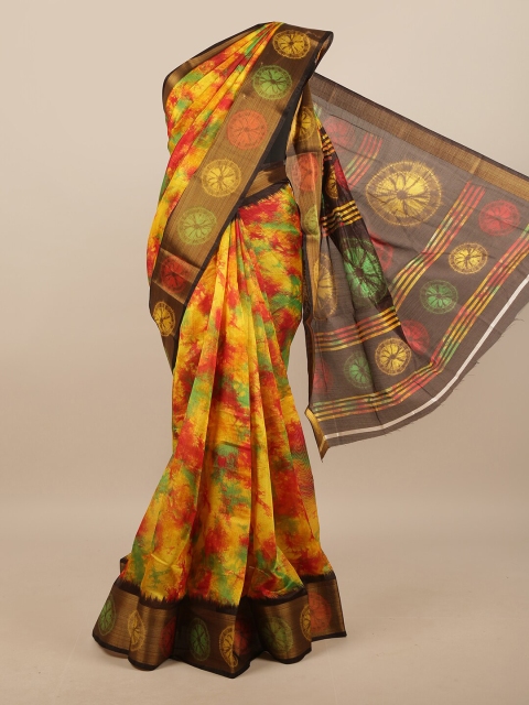 

Pothys Yellow & Red Abstract Printed Saree