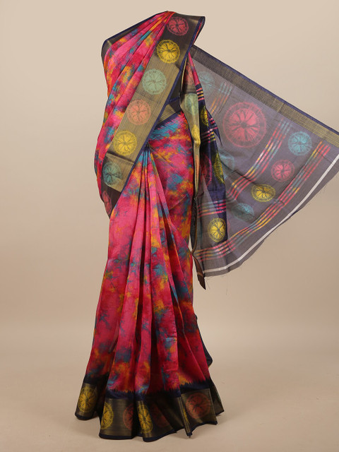 

Pothys Pink & Blue Abstract Printed Saree
