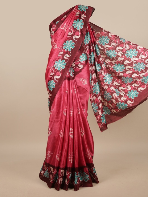 

Pothys Magenta & Maroon Ethnic Motifs Printed Saree