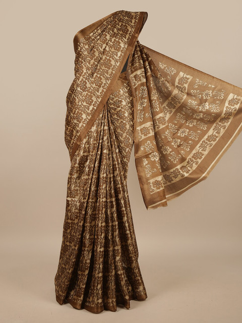 

Pothys Brown & Beige Floral Printed Saree